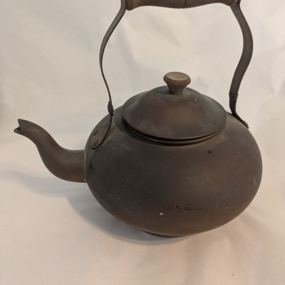 Vintage ODI Solid Copper Tea Kettle Teapot Wooden Handle & Knob Made in Portugal